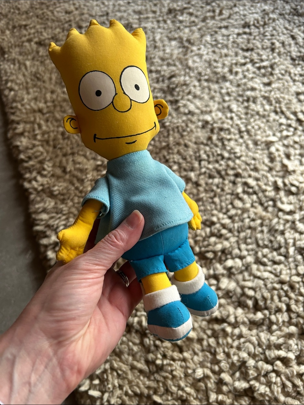 Yellow Cartoon Boy Plush Toy with Blue Outfit - Kids Toy